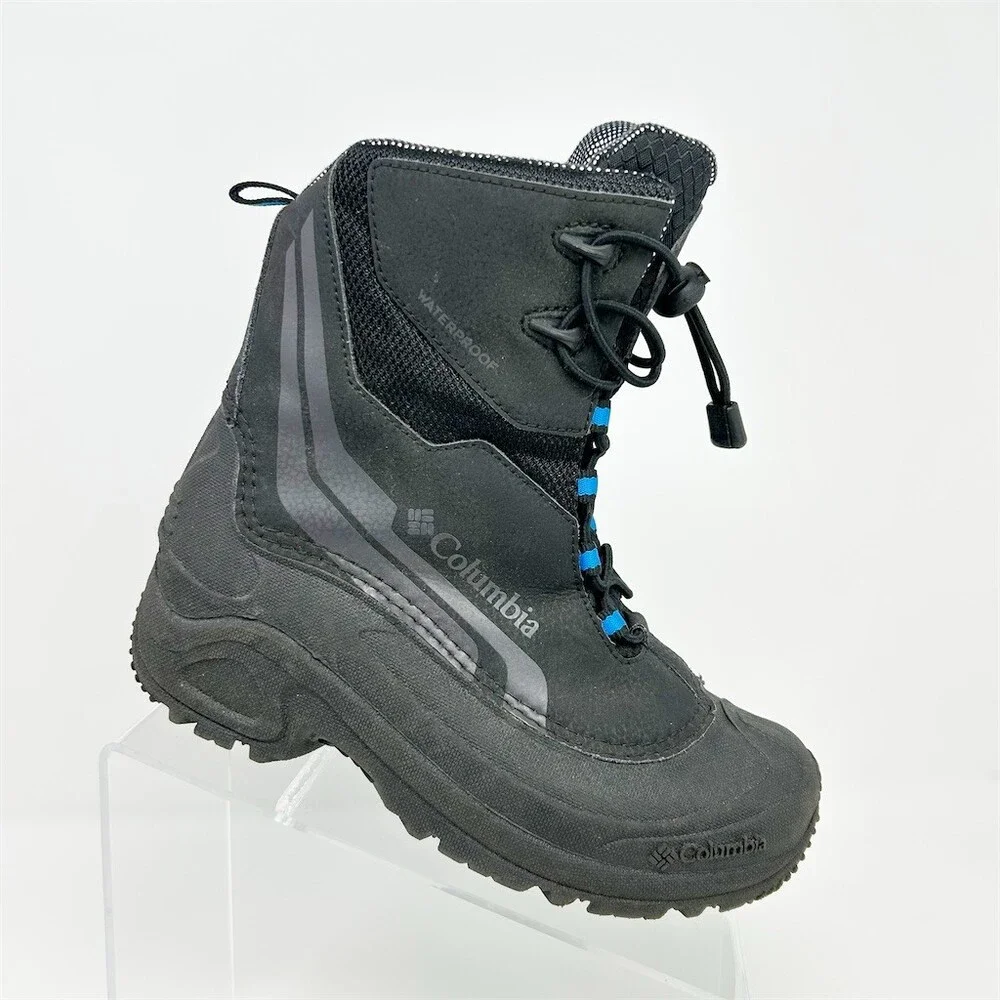 Columbia Bugaboot Plus IV Youth Snow Boots Waterproof Insulated Black/Blue 4